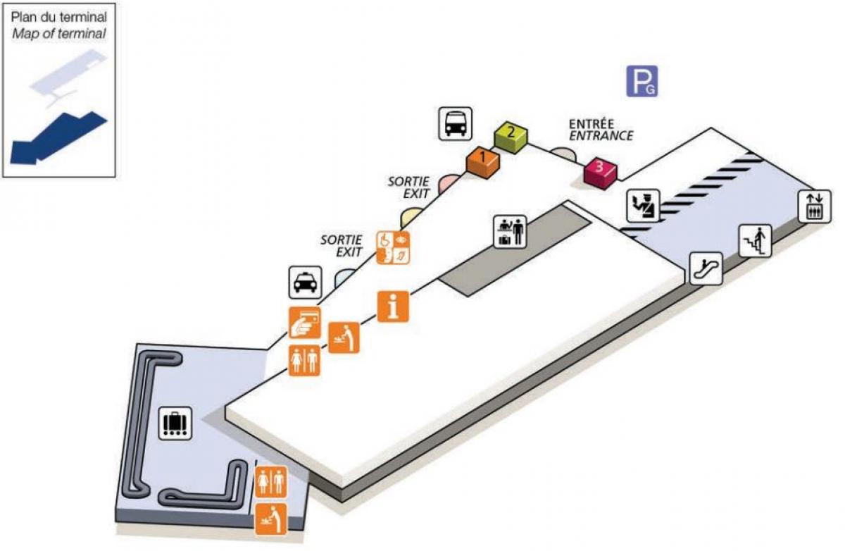 Mapa CDG aireportuko terminal 2G