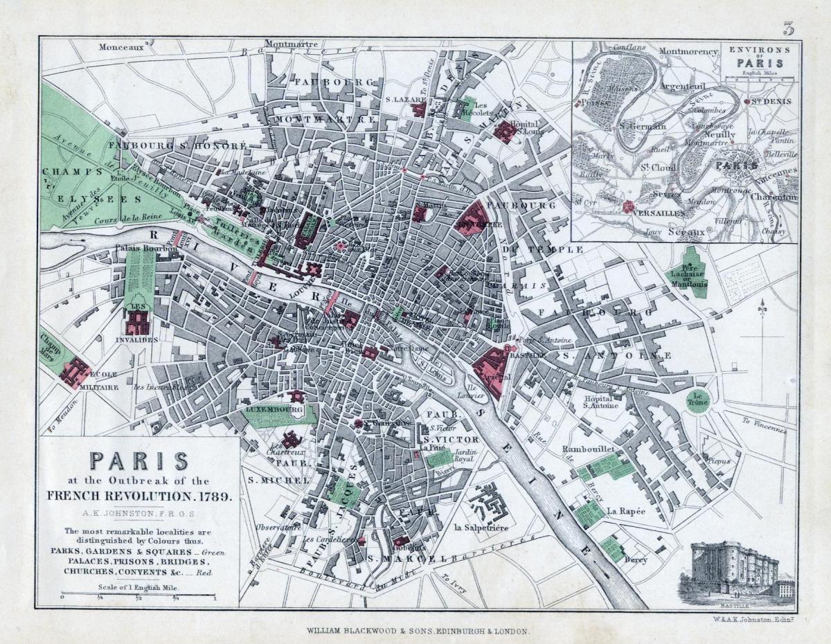 Mapa Paris 1789an