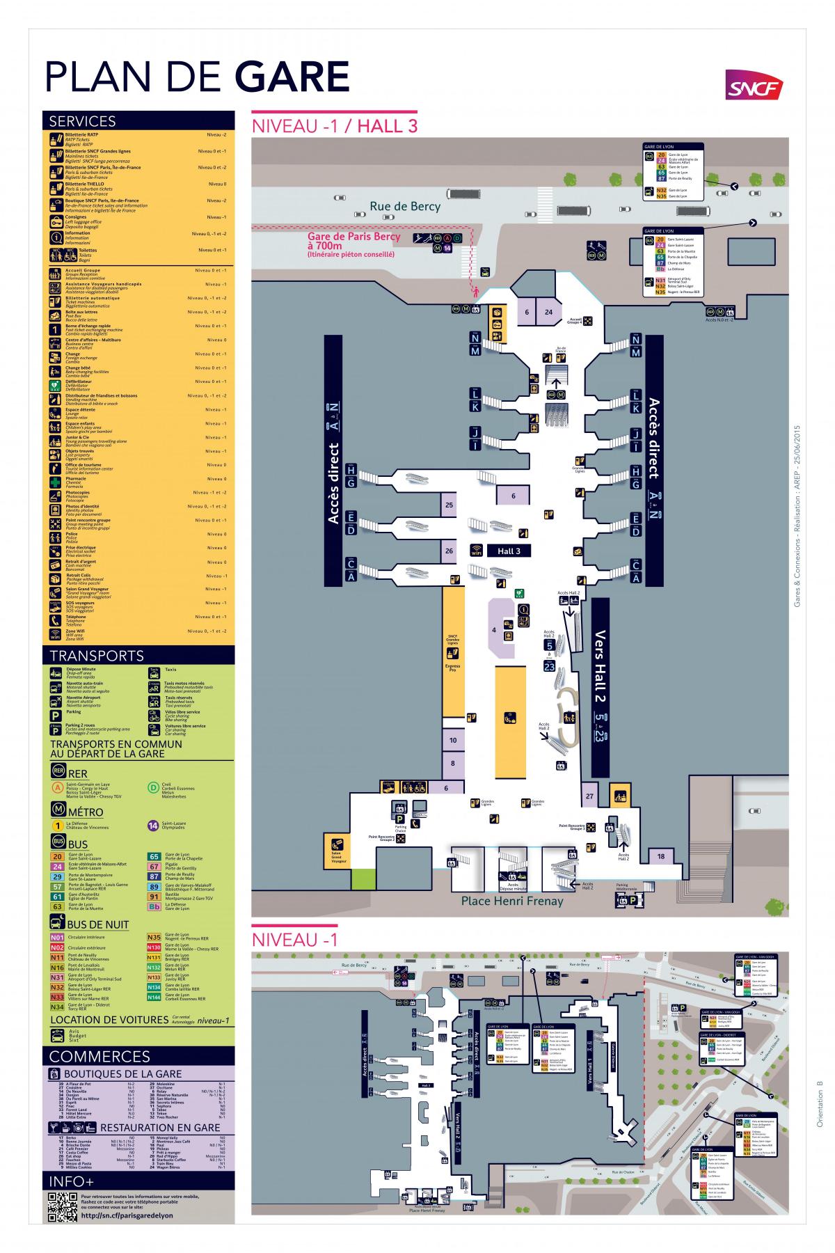 Mapa Paris-Gare de Lyon Hall 3
