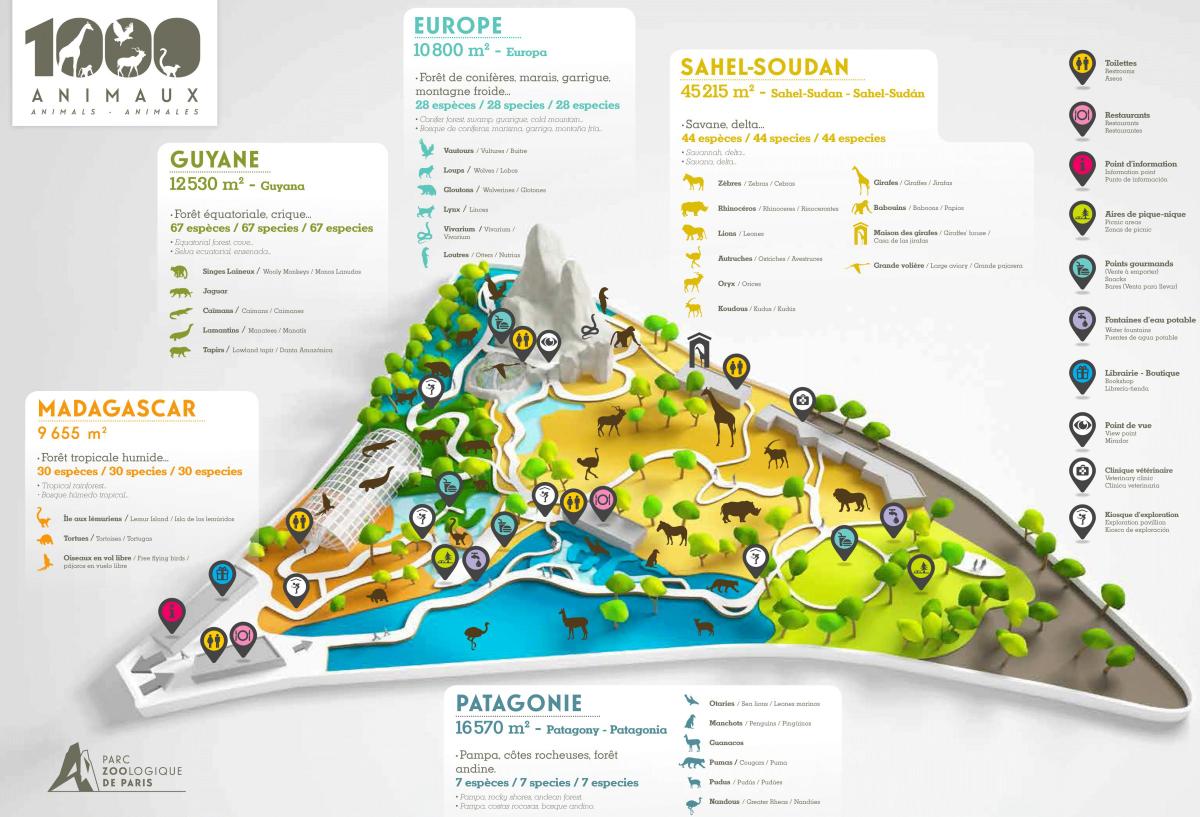 Mapa Pariseko Parke Zoologikoak