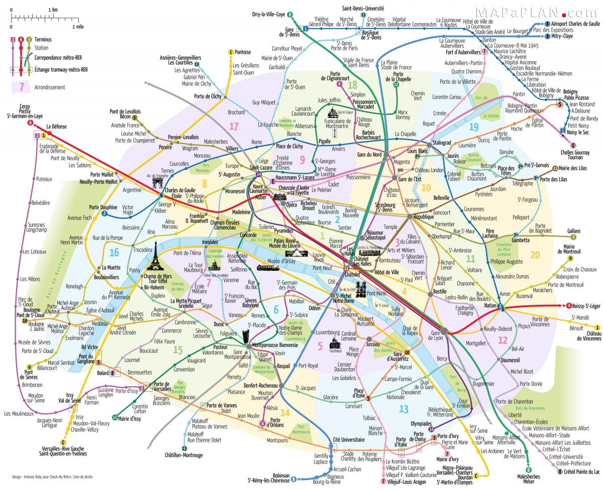 Mapa Parisko metroan