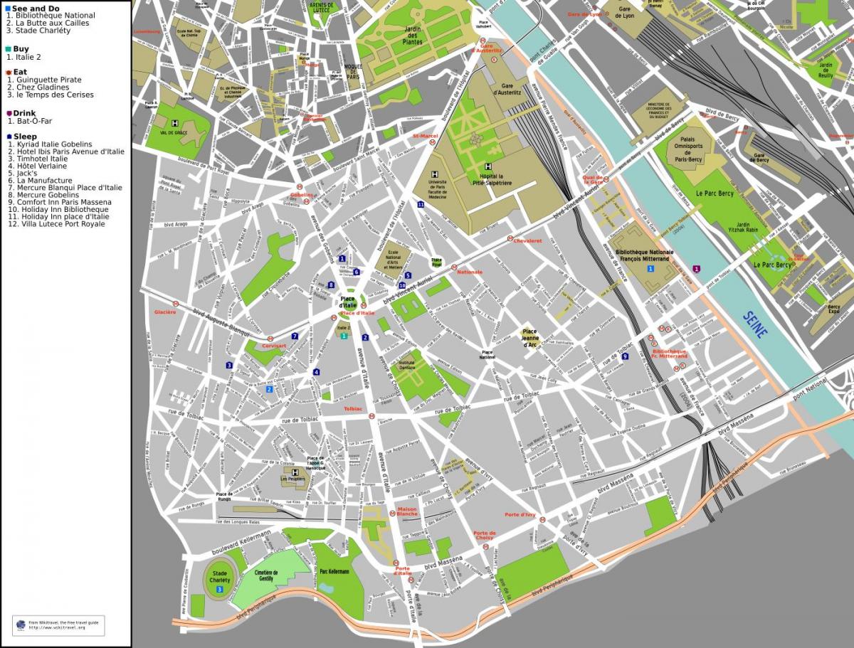 Mapa 13an arrondissement Paris