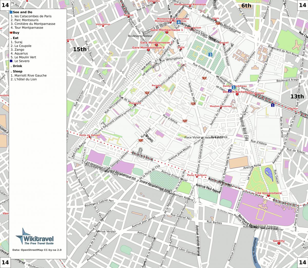 Mapa 14an arrondissement Paris