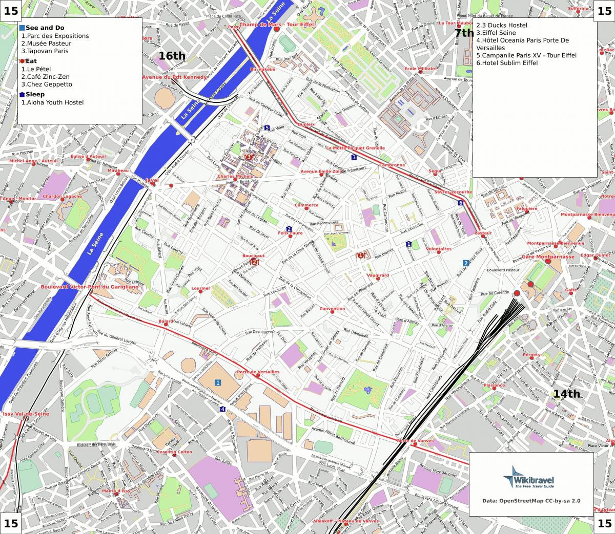 Mapa 15ean arrondissement Paris