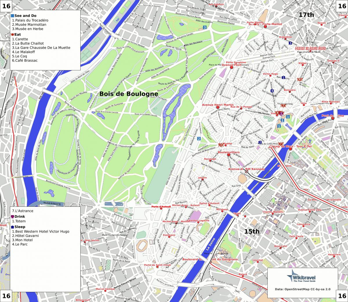Mapa 16an arrondissement Paris