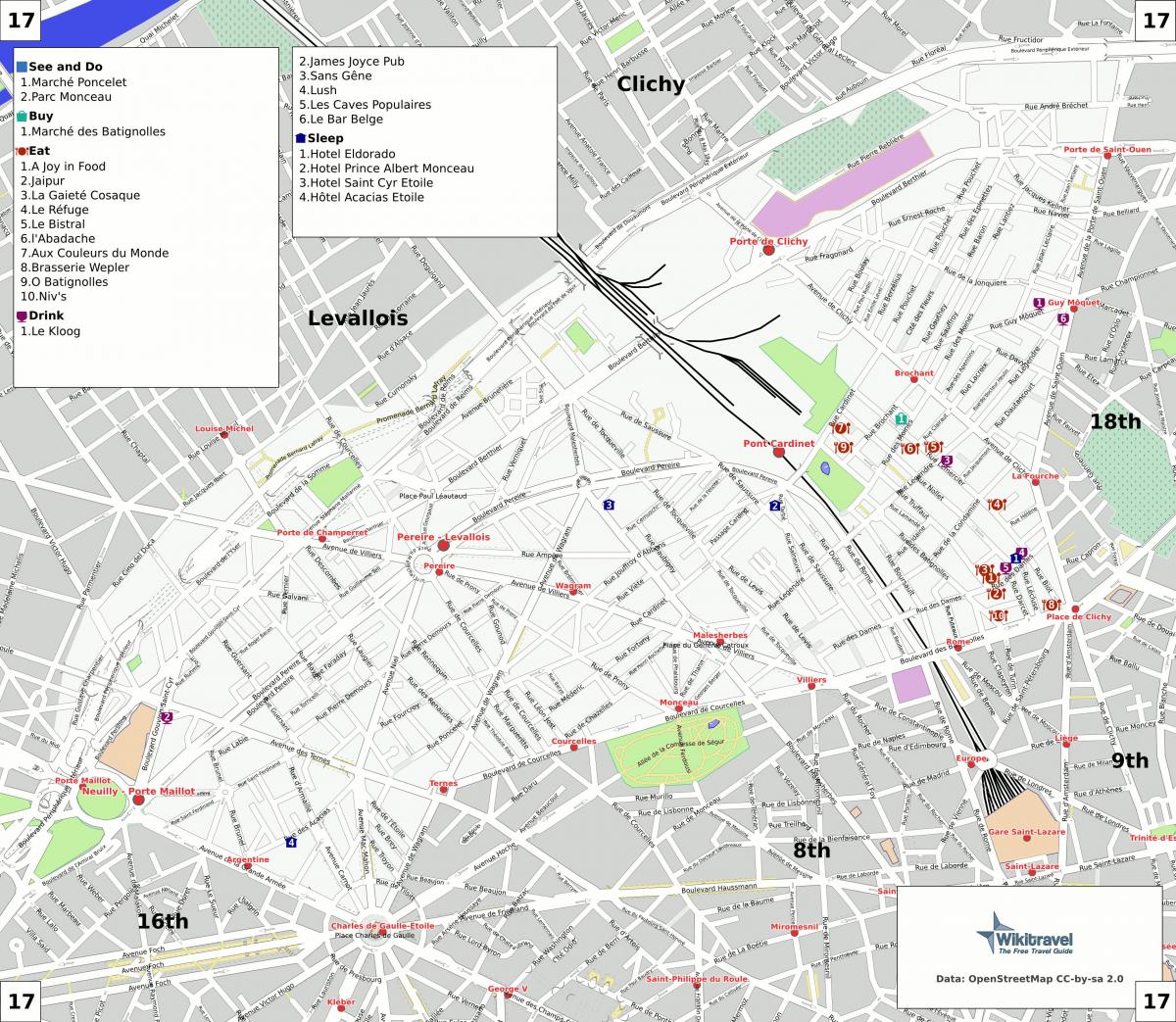 Mapa 17an arrondissement Paris