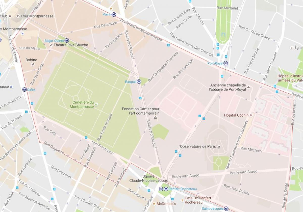 Mapa Auzoan Montparnasse
