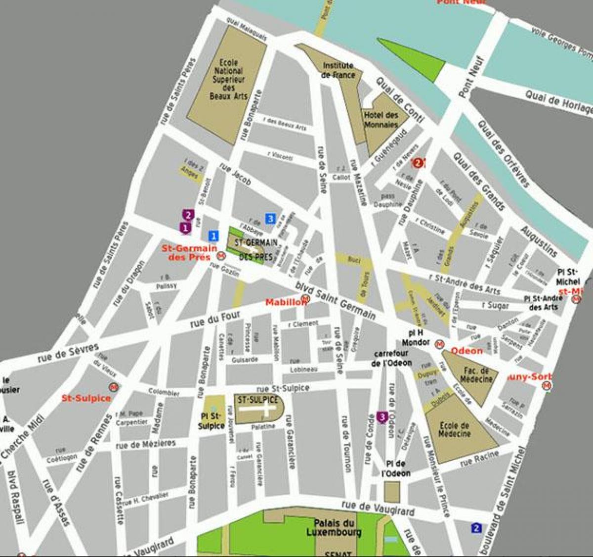 Mapa Auzoan Saint-Germain-des-Pres