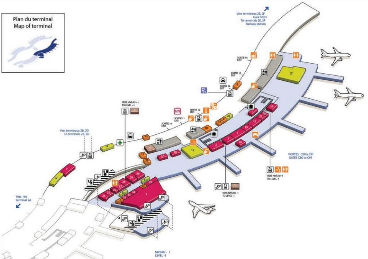 Mapa CDG aireportuko terminal 2C