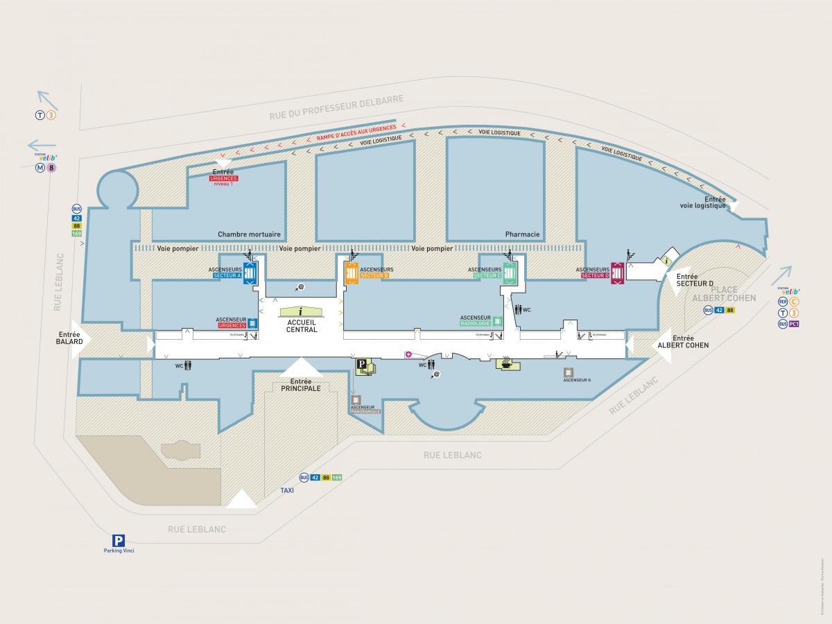 Mapa Georges Pompidou ospitalea