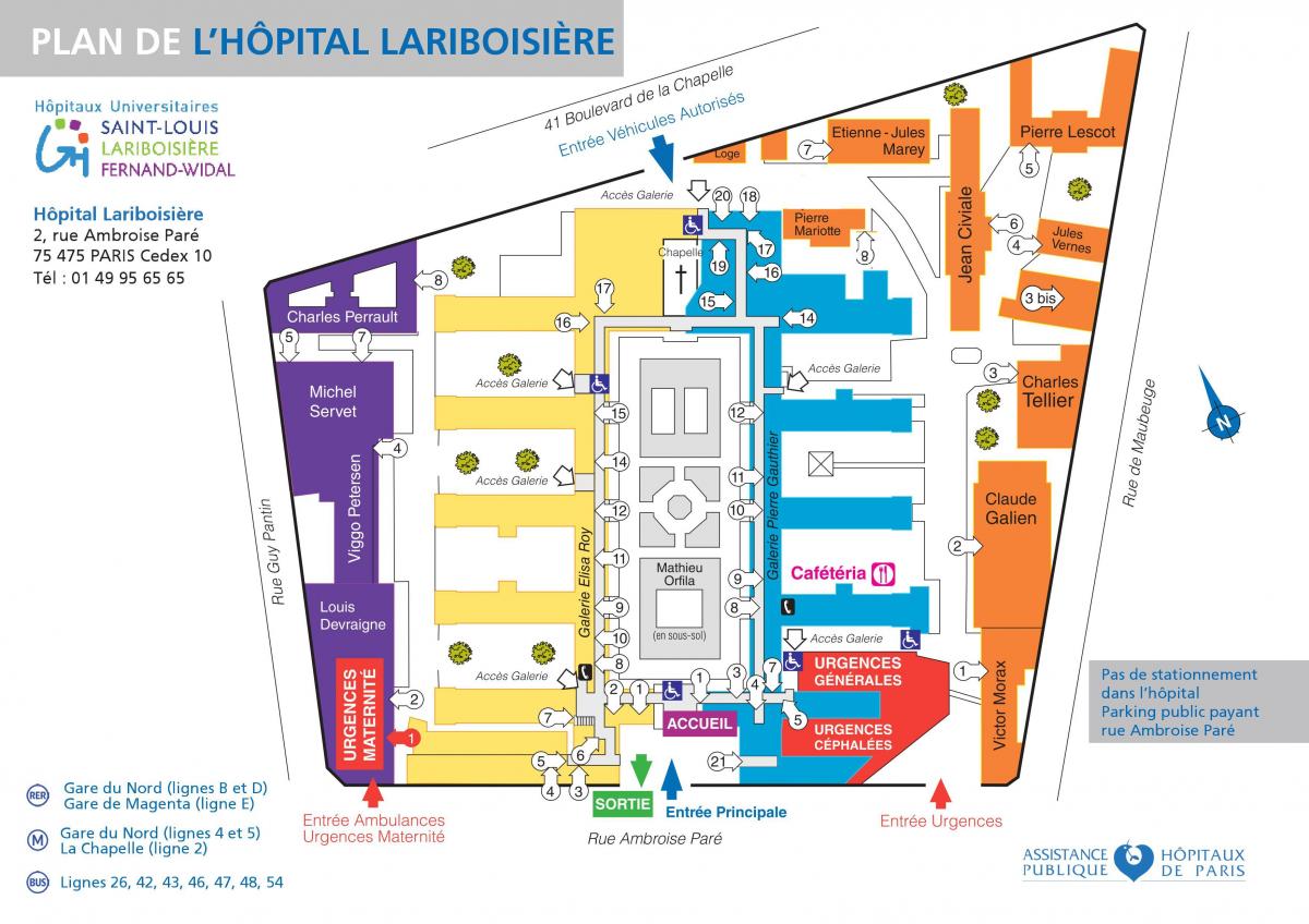 Mapa Lariboisiere ospitalea