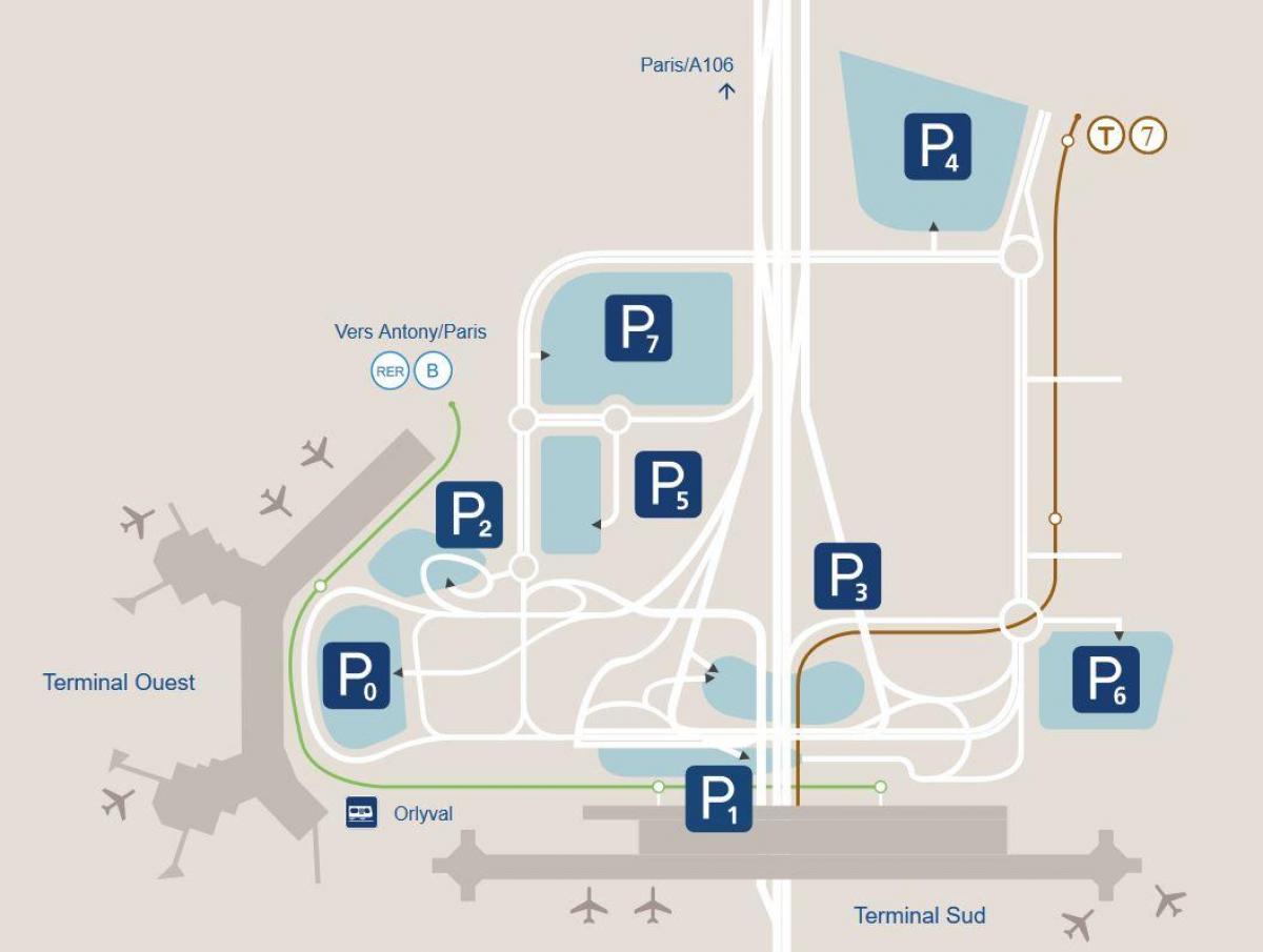 Mapa Orly aireportua parking