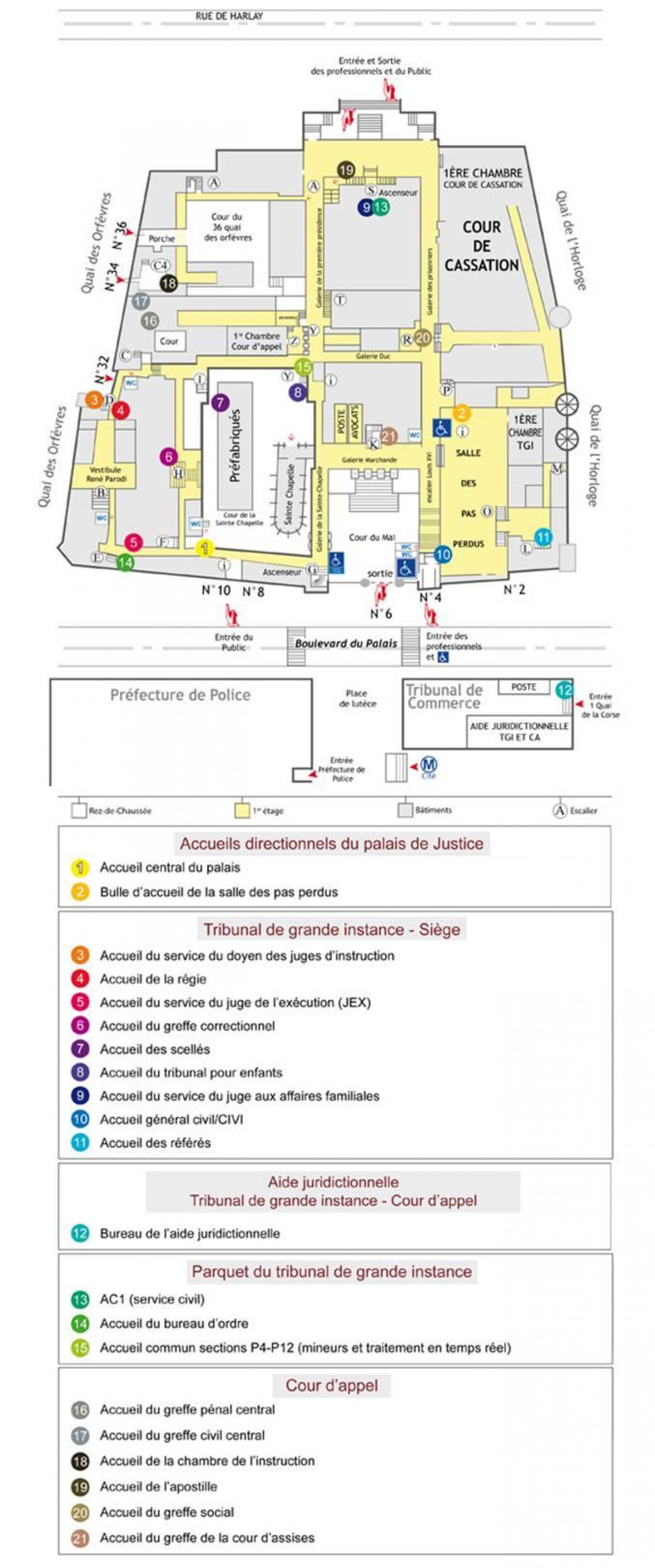 Mapa Palais de Justice Paris
