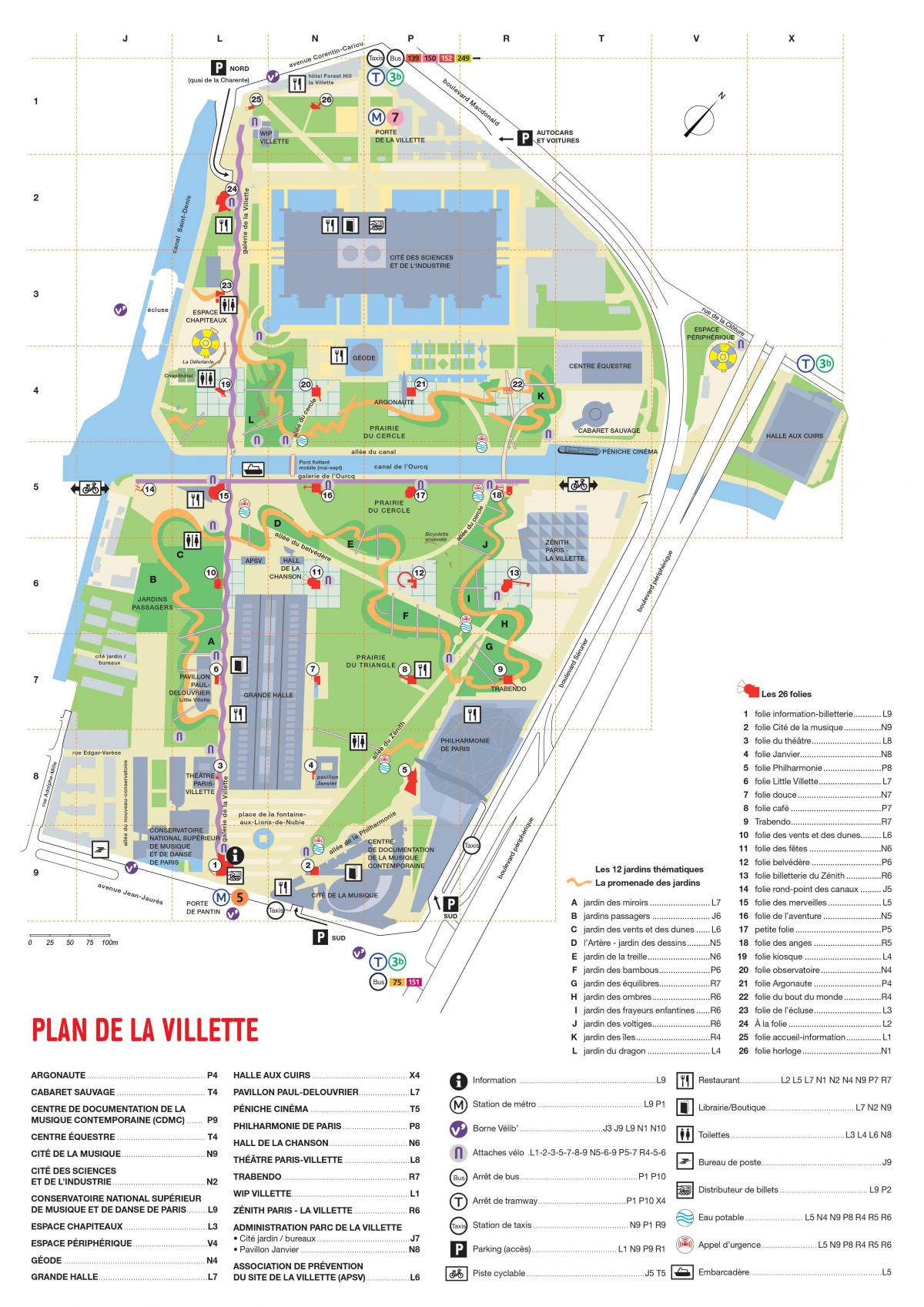 Mapa Parc de la Villette