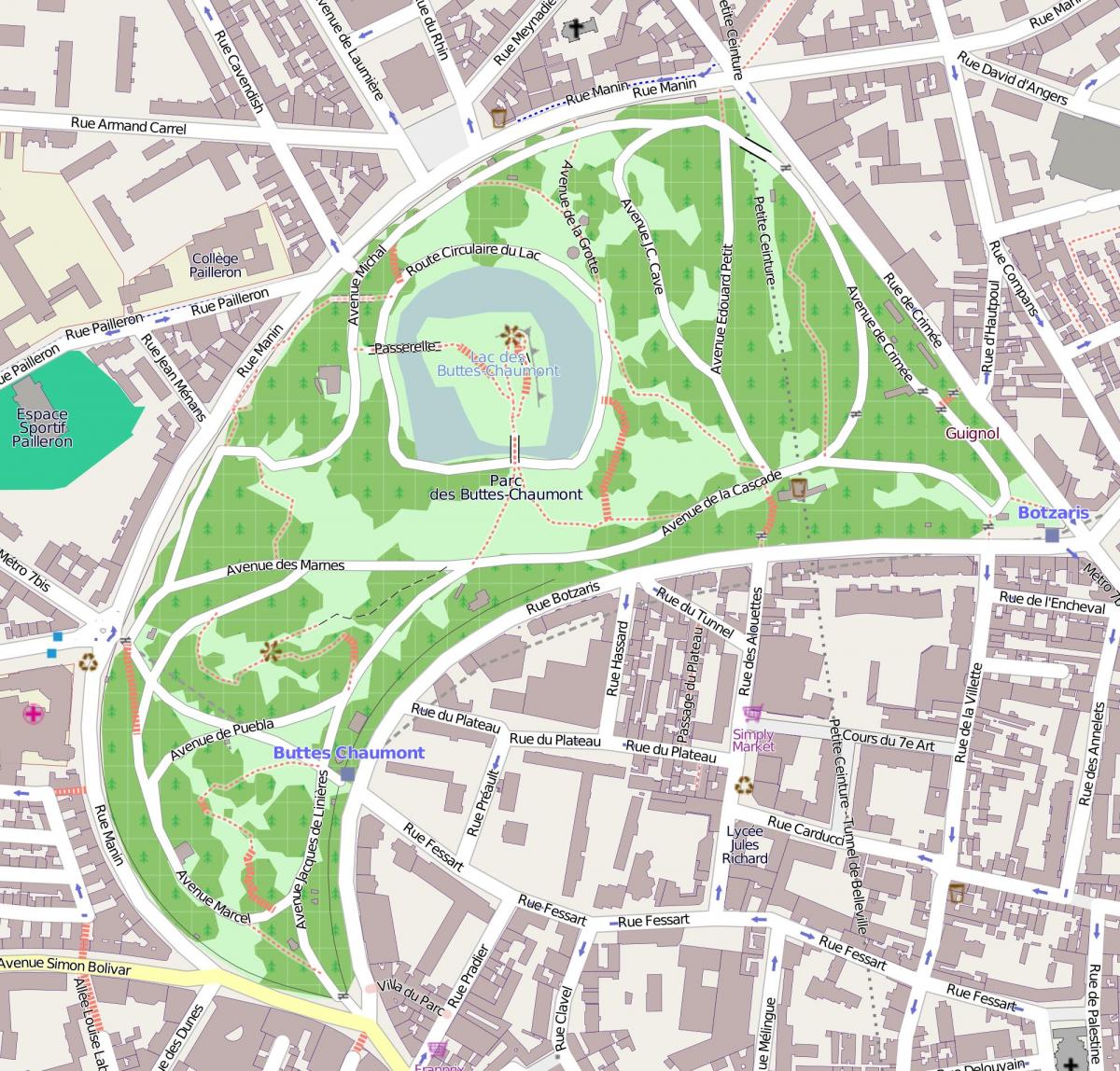 Mapa Parc des Buttes-Chaumont