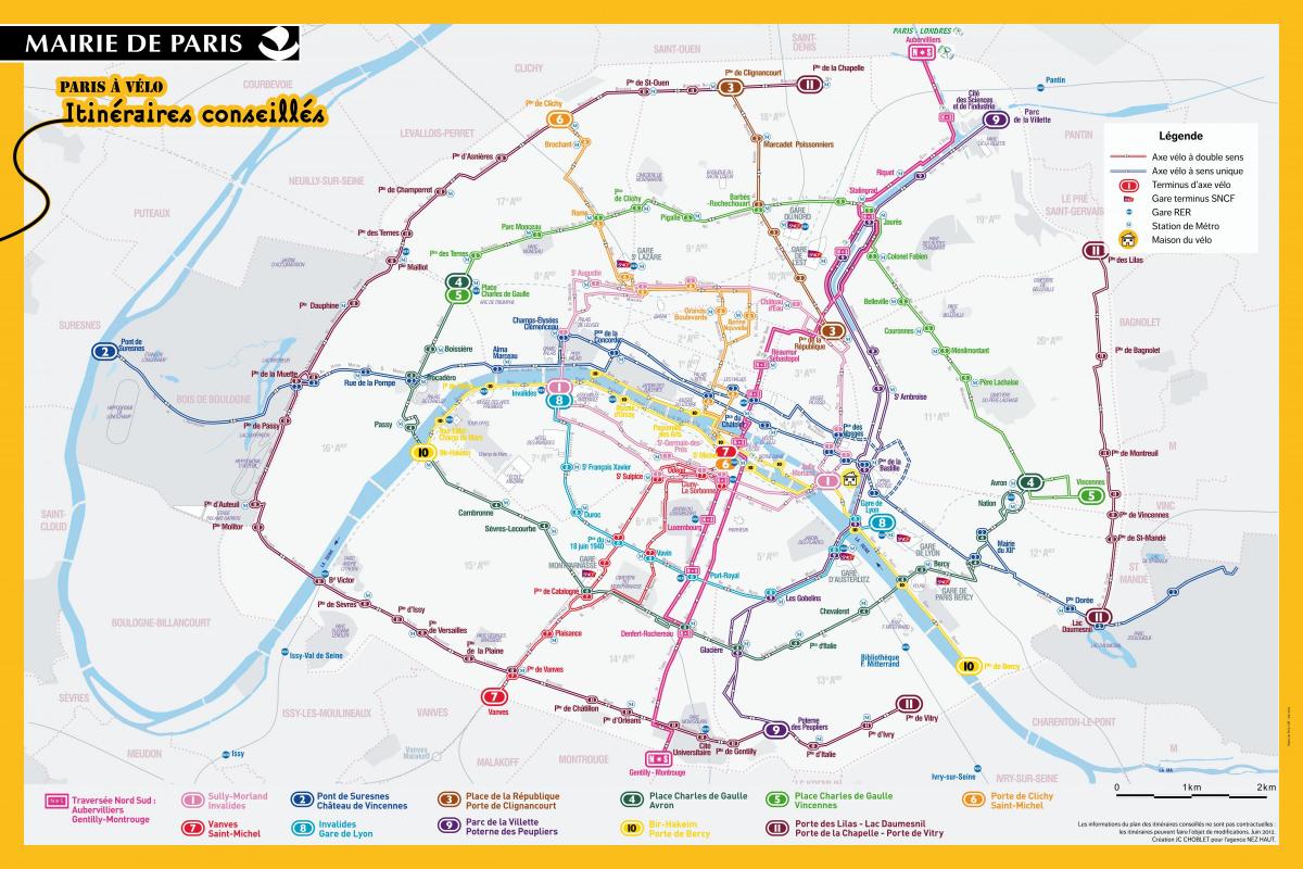 Mapa Paris bike ride