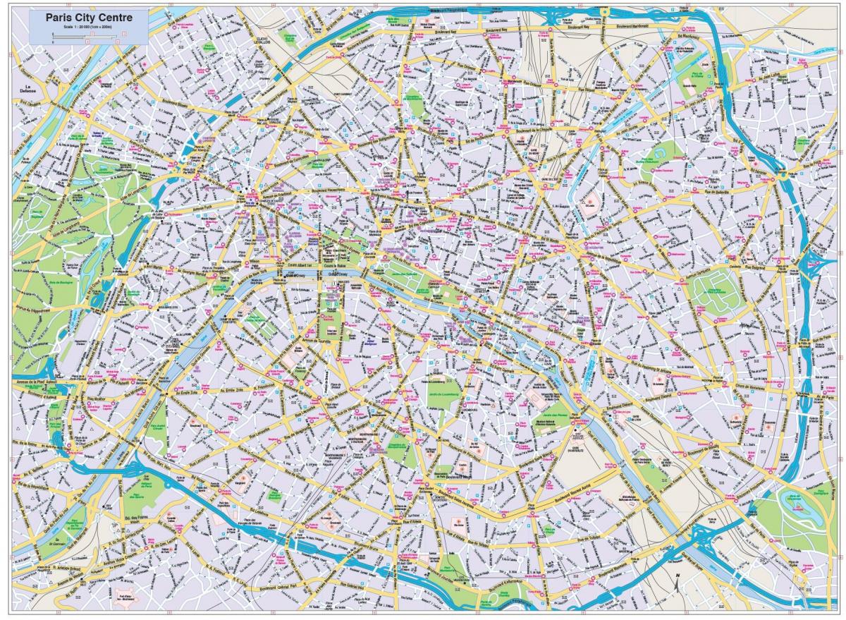 Mapa Paris hiriaren erdigunean