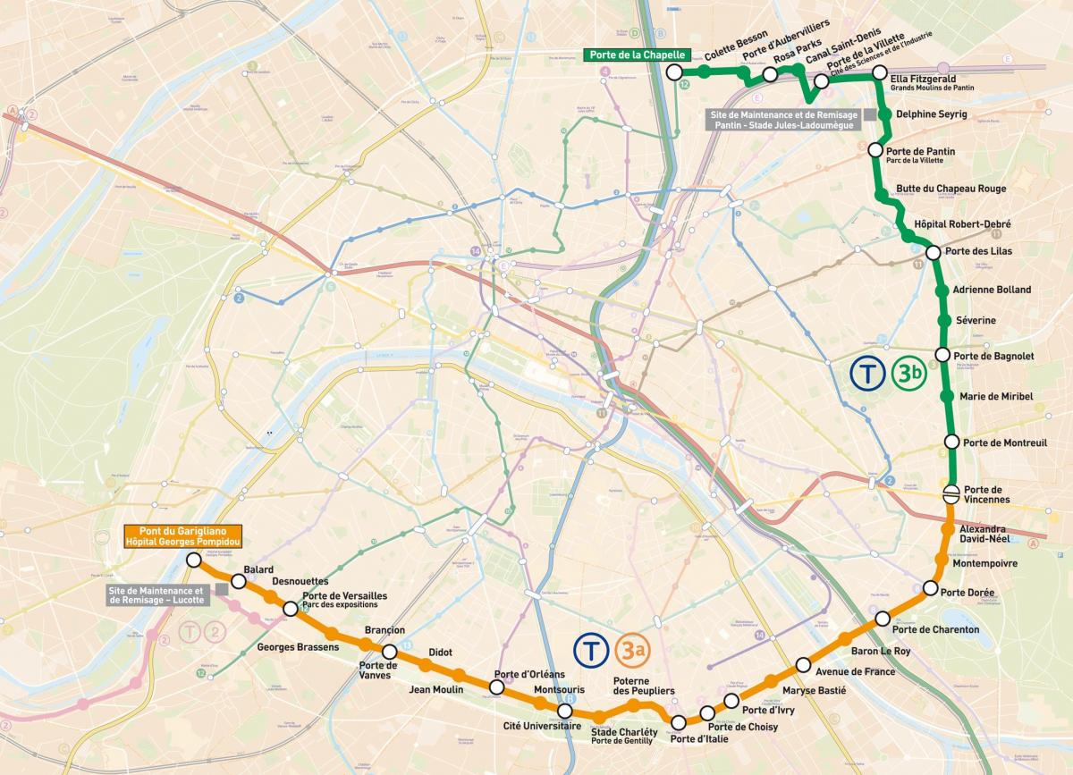 Mapa Paris Tramways