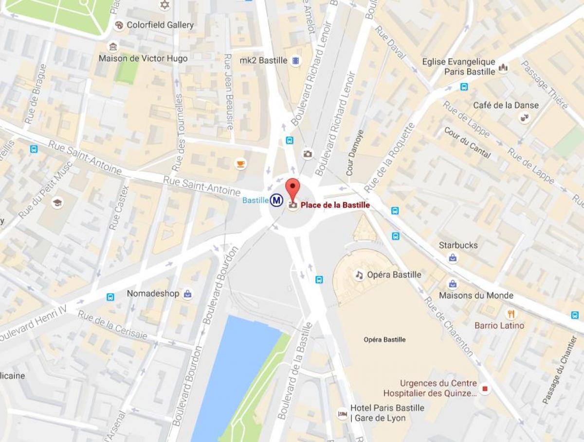 Mapa Place de la Bastille