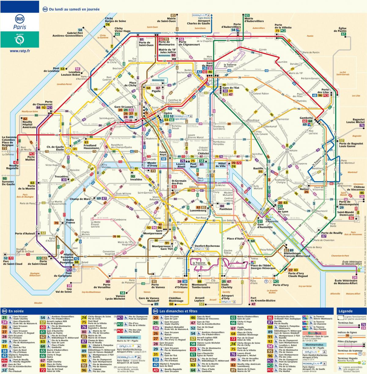 Mapa RATP autobusa