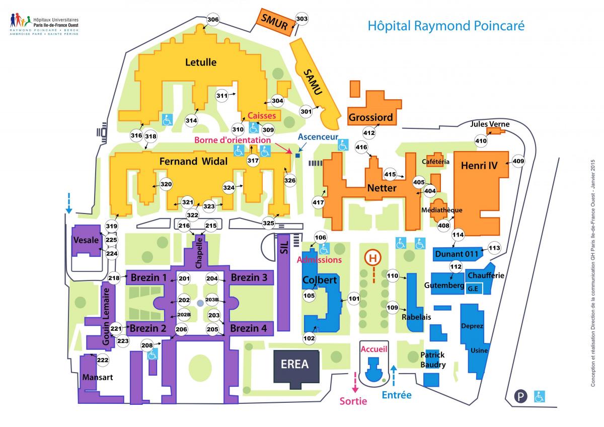 Mapa Raymond-Poincaré ospitalea