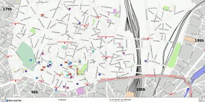 Mapa 18an arrondissement Paris