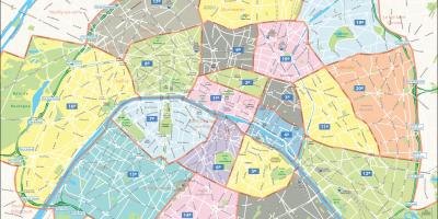 Mapa arrondissements Paris