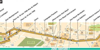Mapa autobus Paris line 91