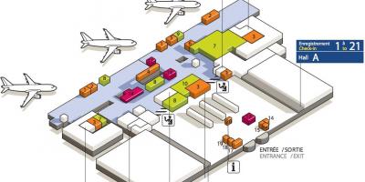 Mapa CDG aireportuko terminal 3