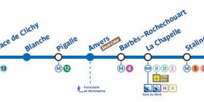 Mapa Paris metro line 2