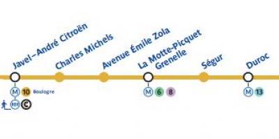 Mapa Parisko metroan line 10