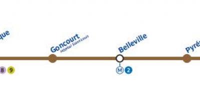 Mapa Parisko metroan line 11