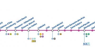Mapa Parisko metroan line 4